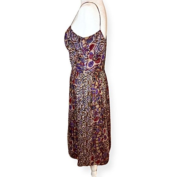 David Meister Floral Golden Thread Spaghetti Strap Cocktail Dress Size 4 - Picture 2 of 12
